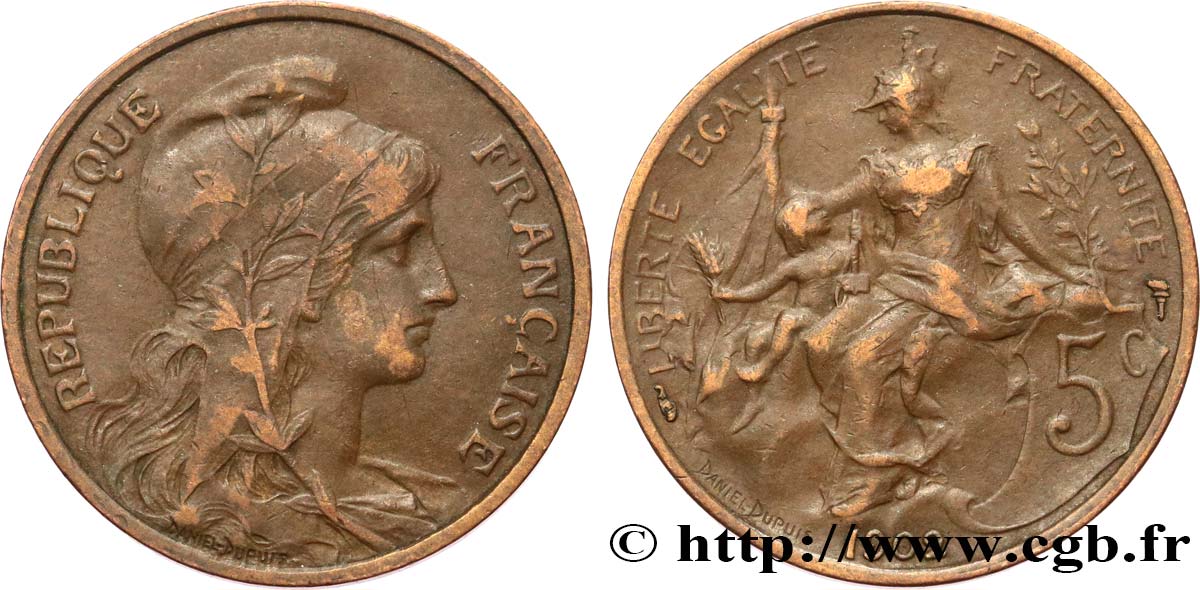 5 centimes Daniel-Dupuis 1902  F.119/12 VF30 