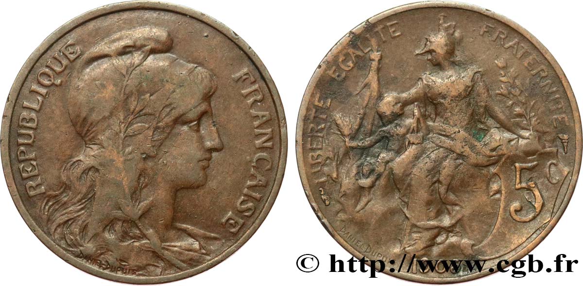 5 centimes Daniel-Dupuis 1905  F.119/15 VF20 