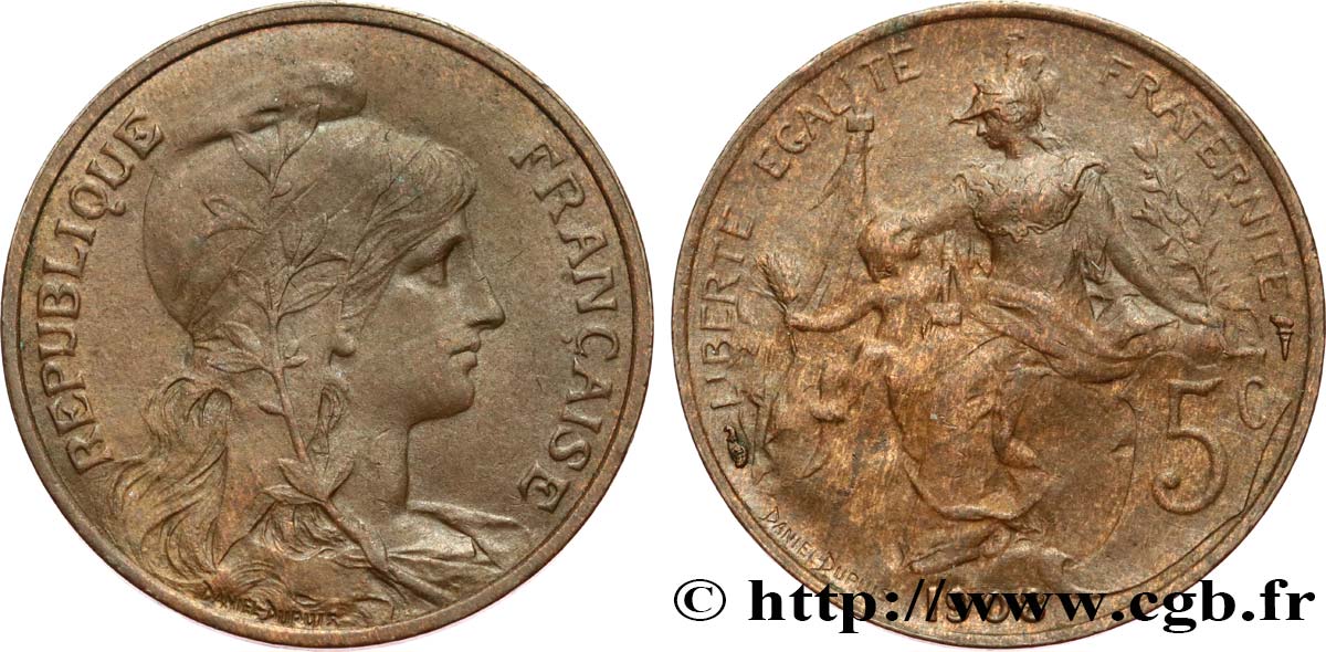 5 centimes Daniel-Dupuis 1908  F.119/19 TTB45 