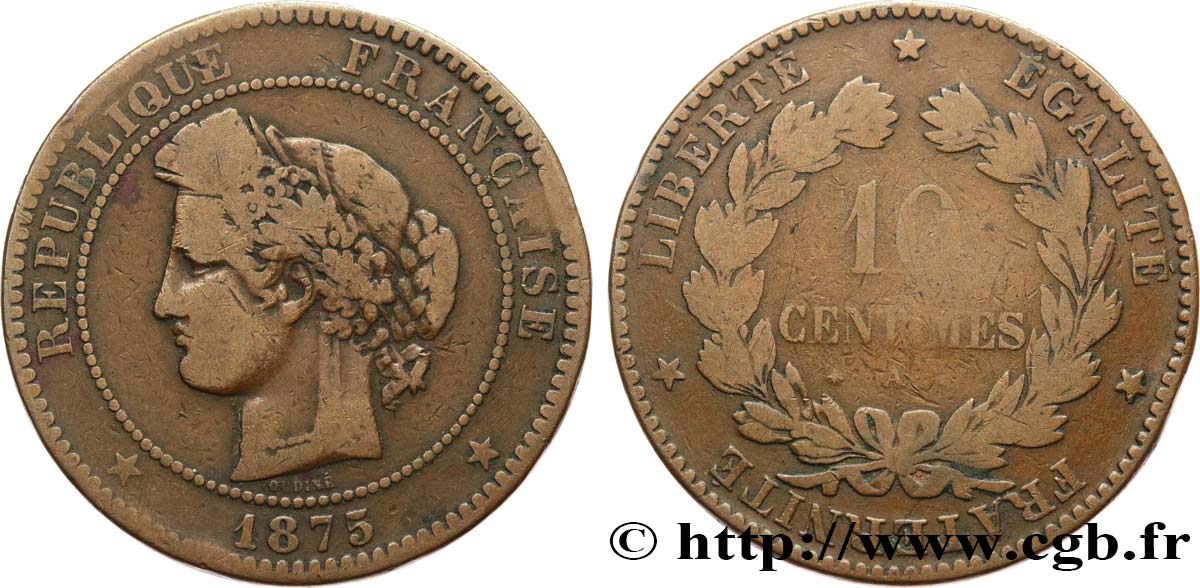 10 centimes Cérès 1875 Paris F.135/14 SGE12 