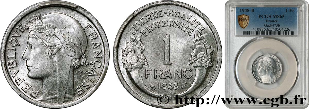 1 franc Morlon, légère 1948 Beaumont-Le-Roger F.221/14 ST65 PCGS