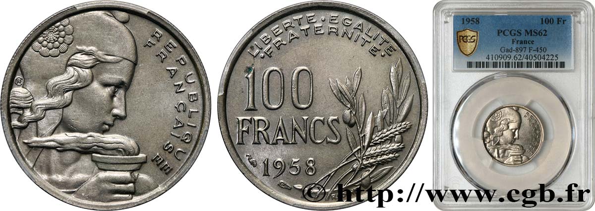 100 francs Cochet           1958  F.450/12 SPL62 PCGS