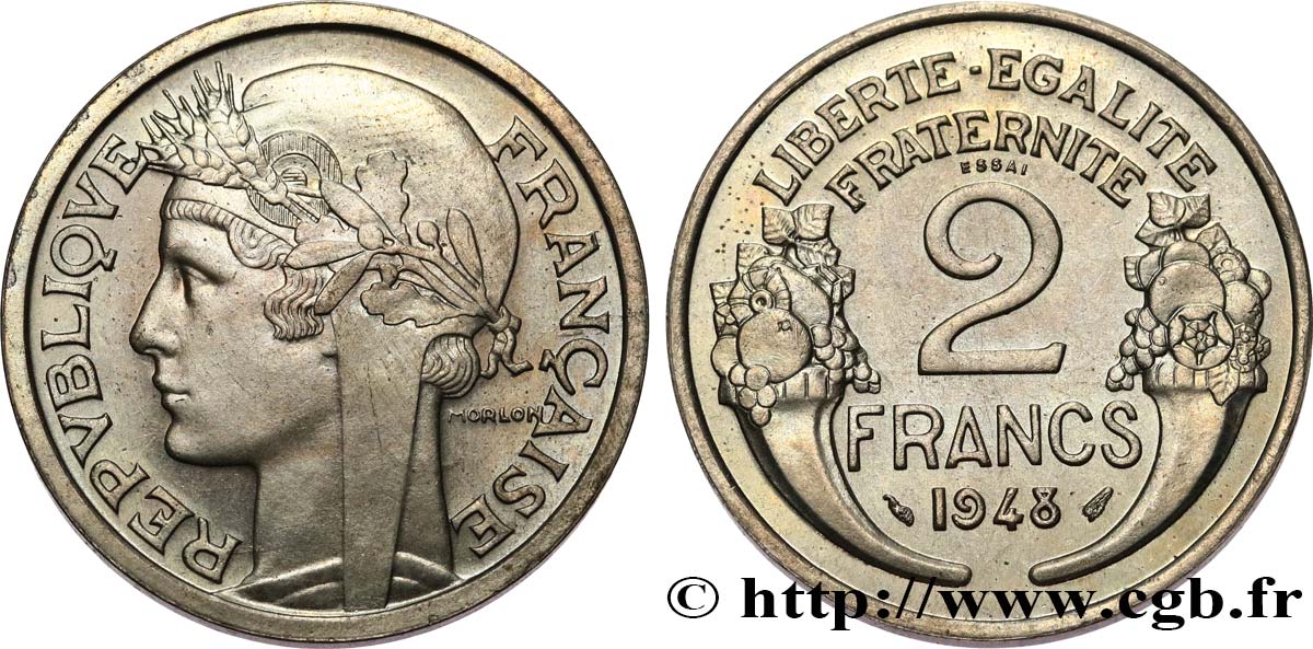 Essai de 2 francs Morlon, cupro-nickel, 9,5 g 1948 Paris GEM.118 2 SPL64 