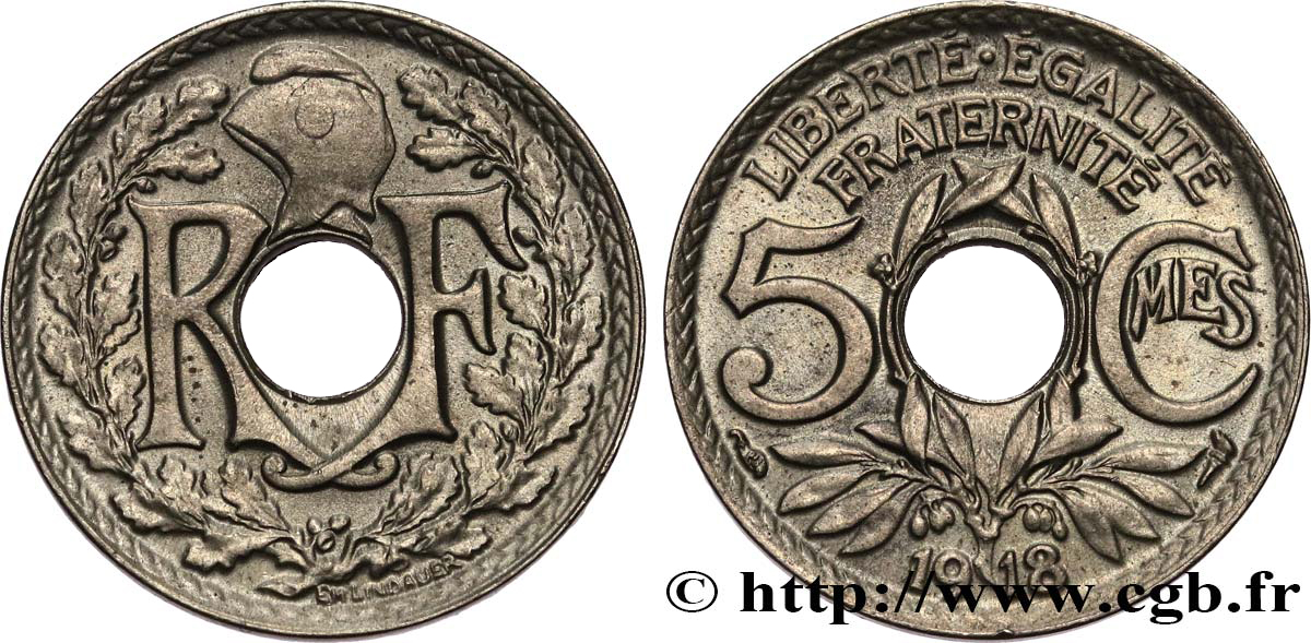 5 centimes Lindauer, grand module 1918 Paris F.121/2 MS62 