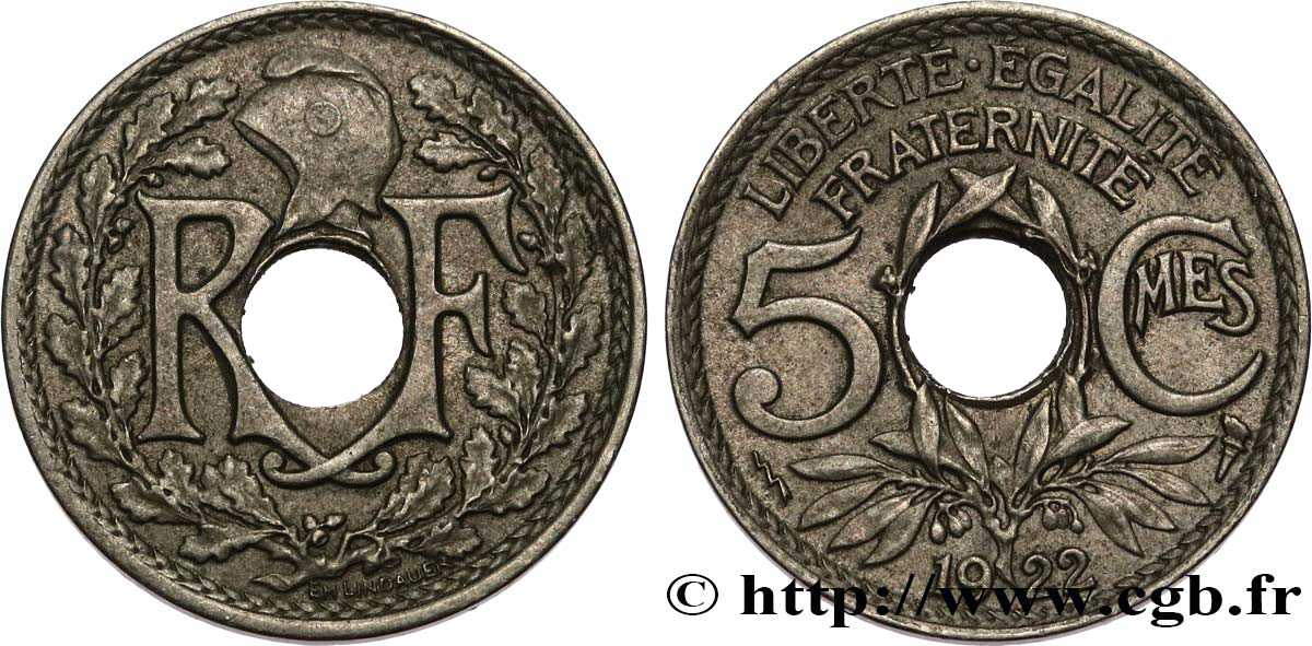 5 centimes Lindauer, petit module 1922 Poissy F.122/5 TTB45 