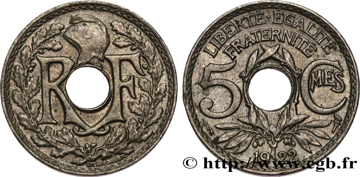 5 centimes Lindauer, petit module 1922 Poissy F.122/5 BB50 