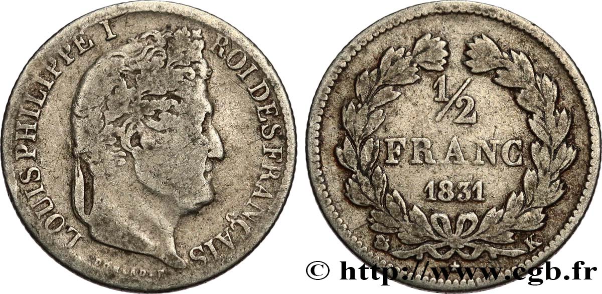 1/2 franc Louis-Philippe 1831 Bordeaux F.182/7 TB15 