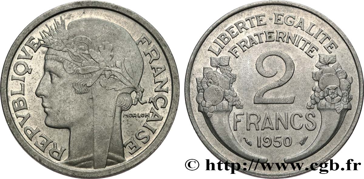 2 francs Morlon, aluminium 1950  F.269/16 SUP62 