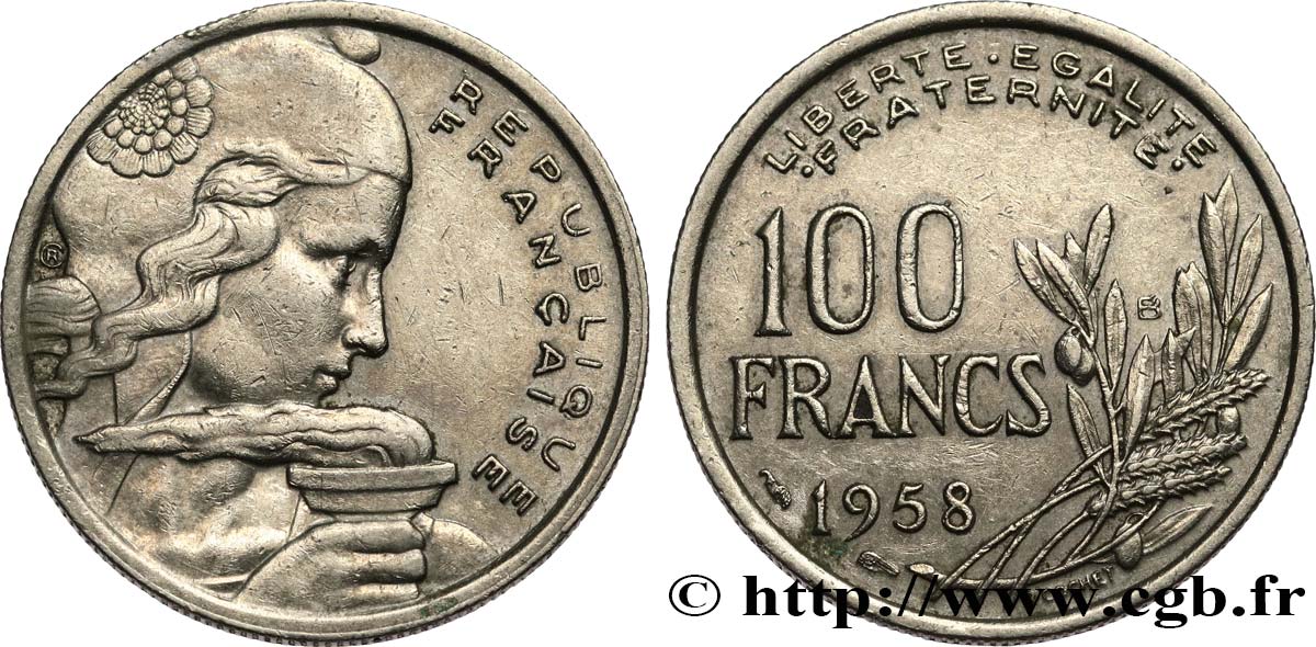 100 francs Cochet 1958 Beaumont-Le-Roger F.450/14 TB+ 
