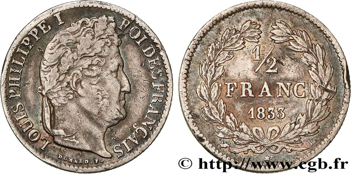 1/2 franc Louis-Philippe 1833 Bayonne F.182/35 SS 