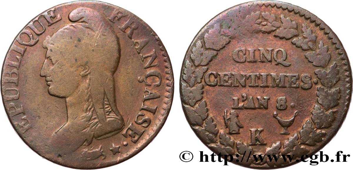 Cinq centimes Dupré, grand module 1800 Bordeaux F.115/133 BC20 