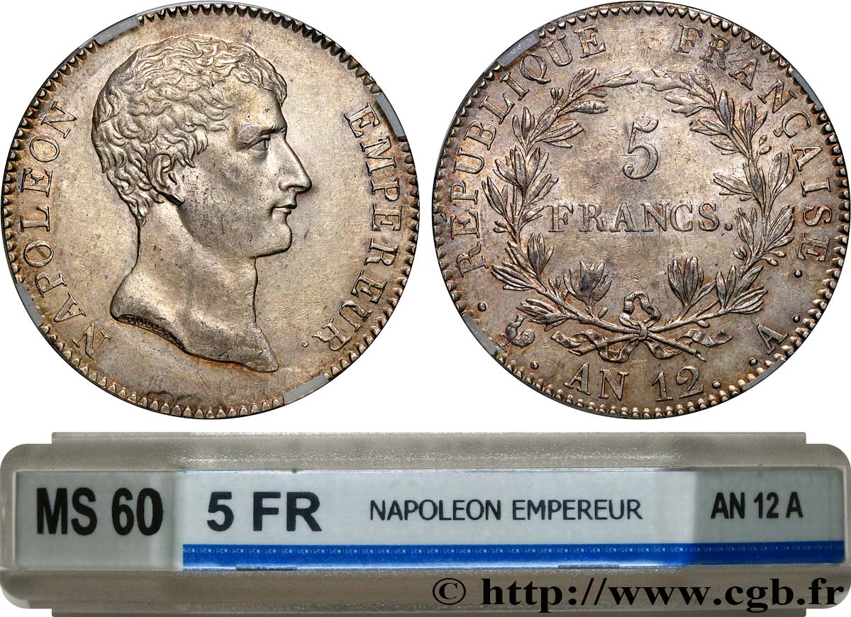 5 francs Napoléon Empereur, type intermédiaire 1804 Paris F.302/1 SPL60 GENI