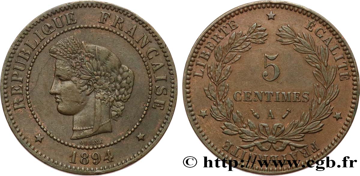 5 centimes Cérès 1894 Paris F.118/36 TTB 
