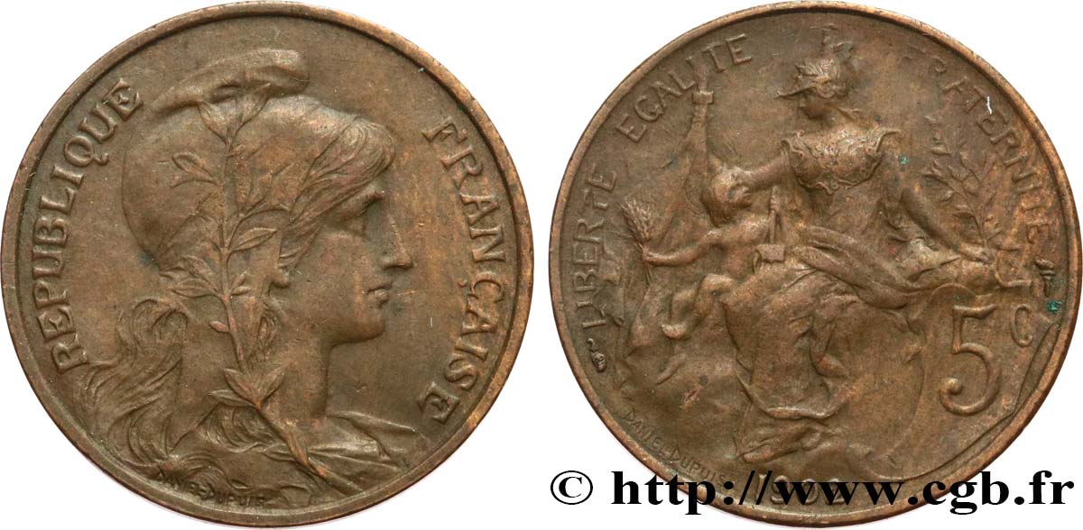 5 centimes Daniel-Dupuis 1902  F.119/12 TTB45 