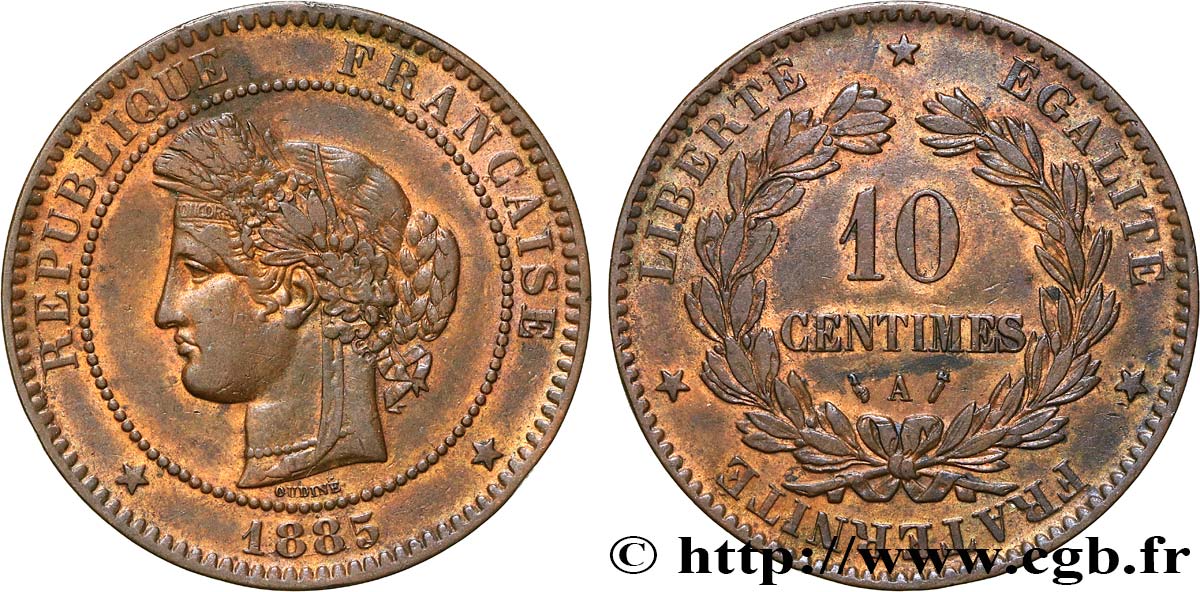 10 centimes Cérès 1885 Paris F.135/29 TB+ 