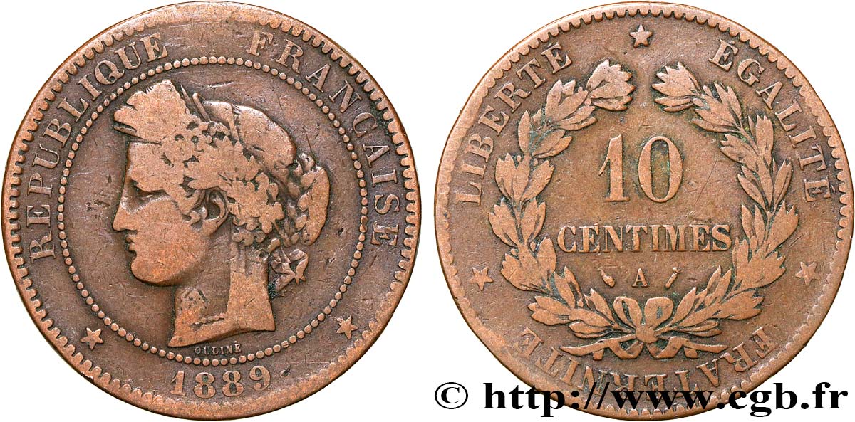 10 centimes Cérès 1889 Paris F.135/34 SGE12 