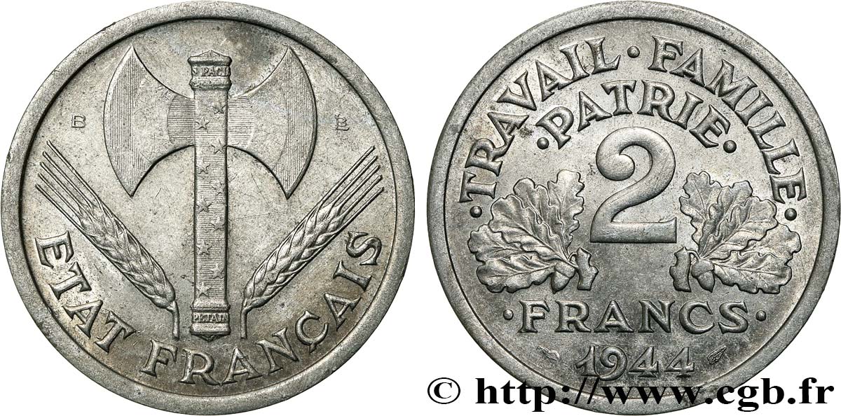 2 francs Francisque 1944 Beaumont-Le-Roger F.270/5 BB45 