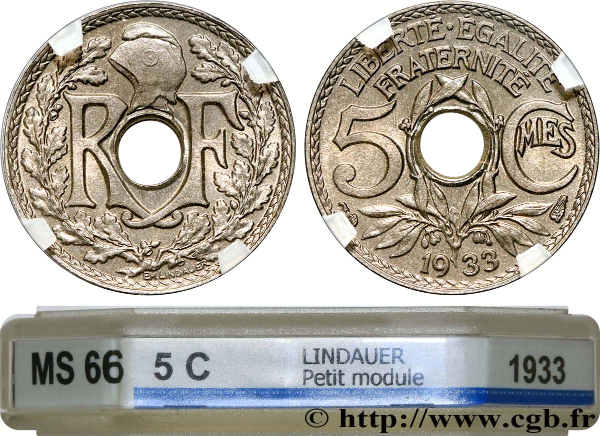5 centimes Lindauer, petit module 1933 Paris F.122/16 FDC66 GENI