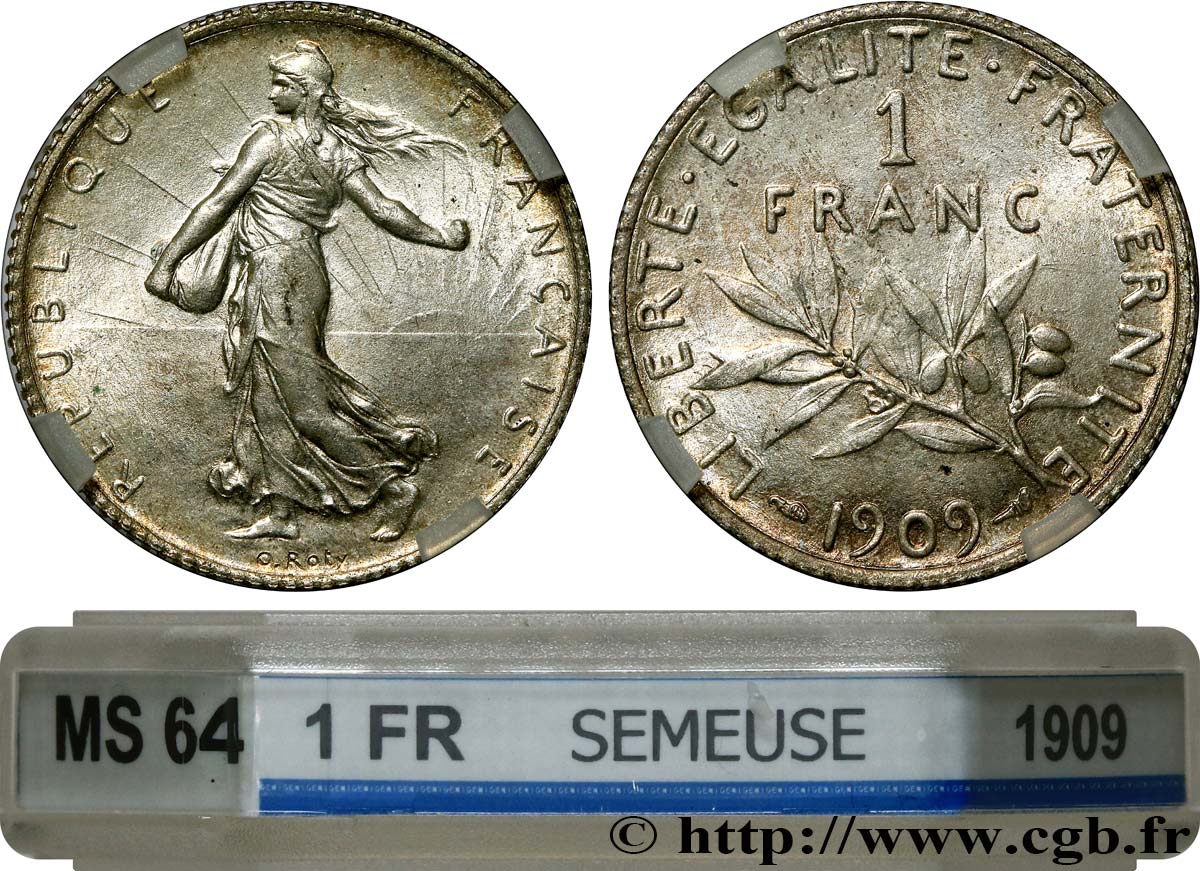 1 franc Semeuse 1909 Paris F.217/14 SPL64 GENI