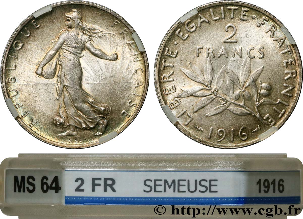 2 francs Semeuse 1916  F.266/18 MS64 GENI