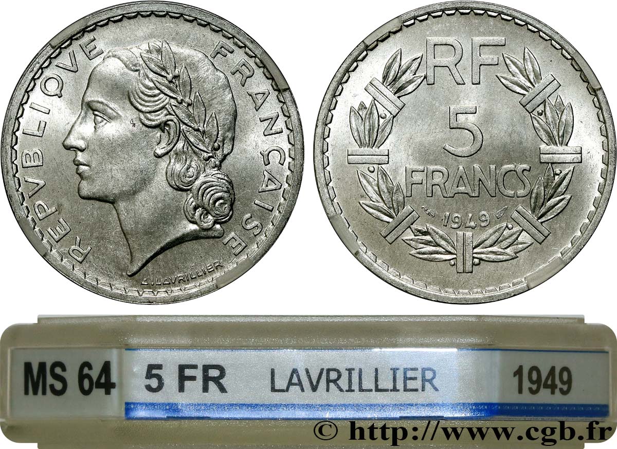 5 francs Lavrillier, aluminium 1949  F.339/17 fST64 GENI
