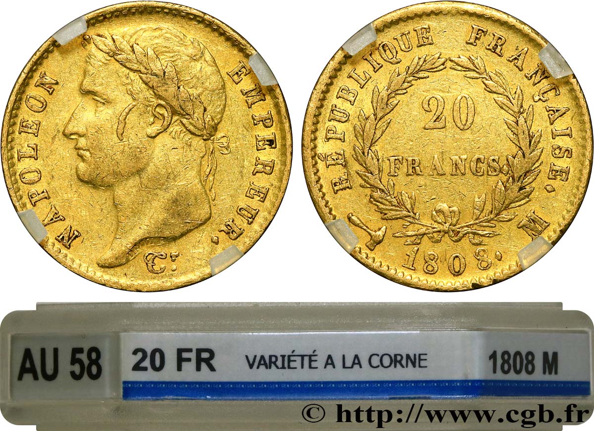 20 francs or Napoléon tête laurée, République française 1808 Toulouse F.515/5 SPL58 GENI