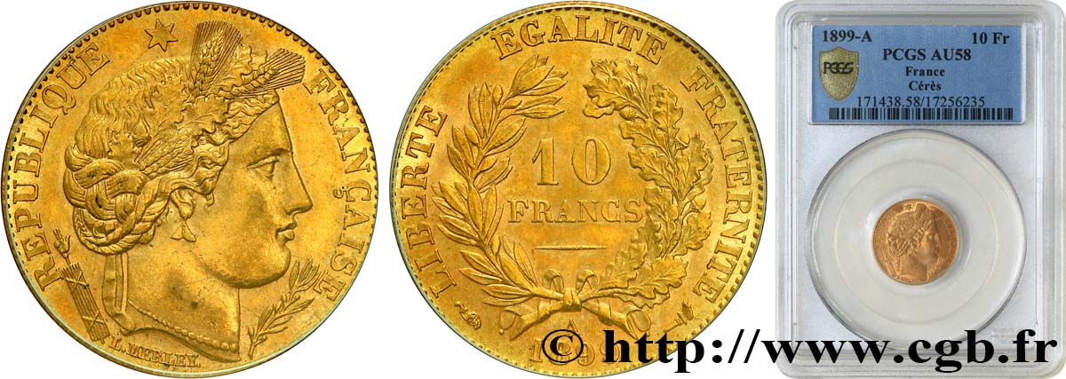10 francs or Cérès, Troisième République 1899 Paris F.508/5 SPL58 PCGS