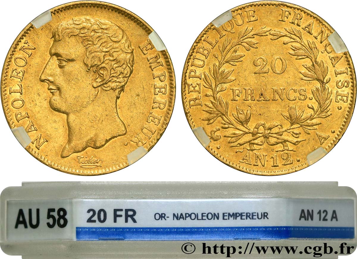 20 francs or Napoléon Empereur, buste intermédiaire 1804 Paris F.511/1 VZ58 GENI