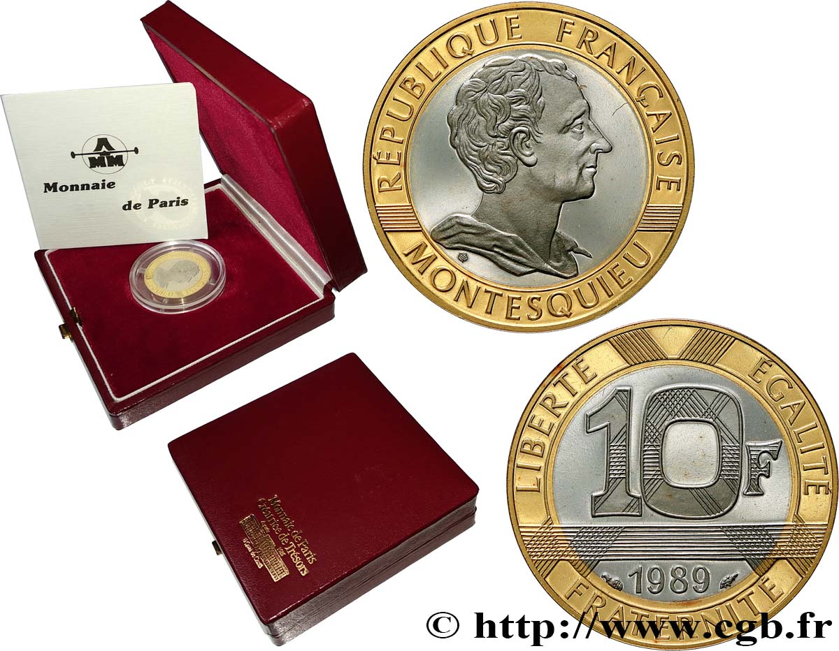 Belle Épreuve Or 10 francs Montesquieu 1989  F5.1305 3 FDC 