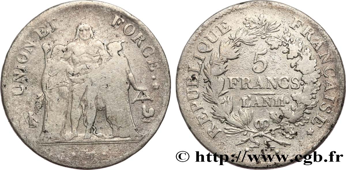 5 francs Union et Force, Union serré, seulement glands intérieurs 1803 Paris F.288/187 B10 