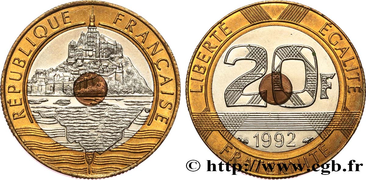 20 francs Mont Saint-Michel 1992 Pessac F.403/5 MS63 