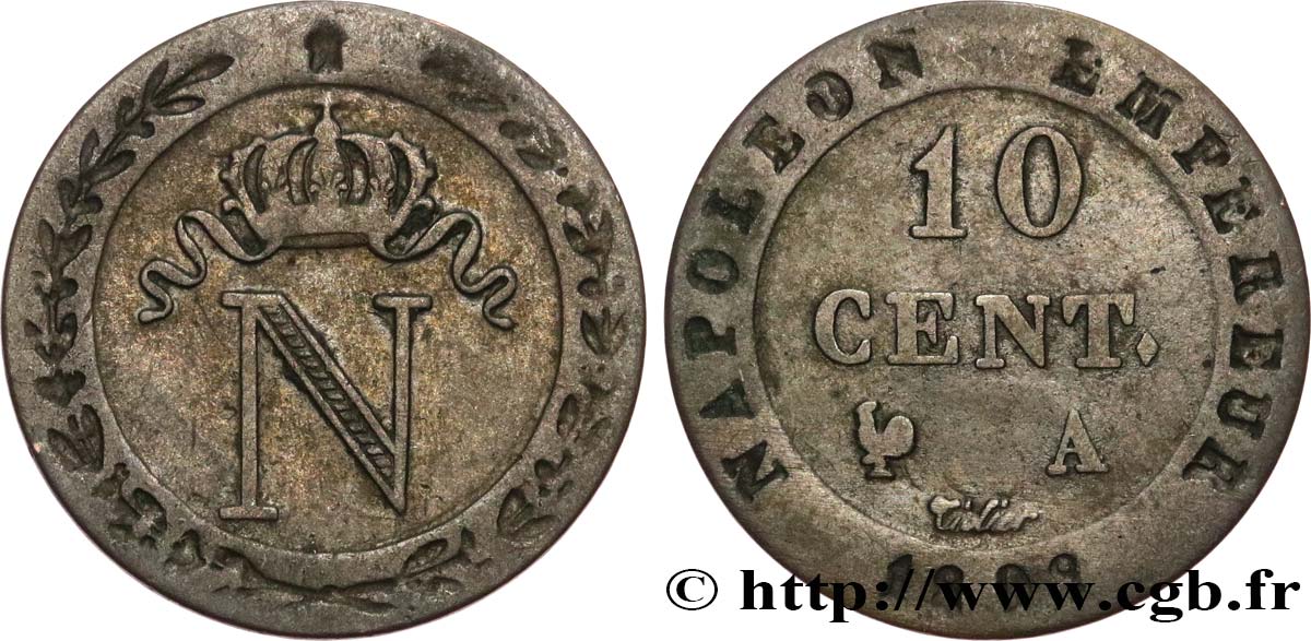 10 cent. à l N couronnée 1808 Paris F.130/2 TB35 