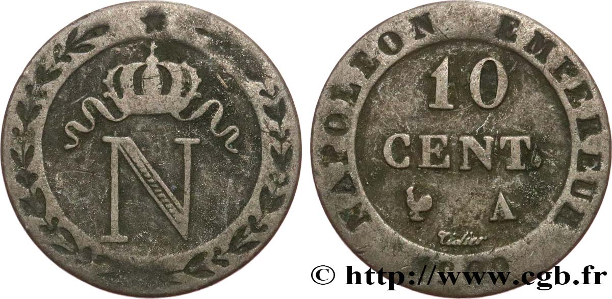 10 cent. à l N couronnée 1809 Paris F.130/10 MB25 