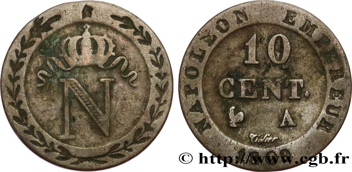 10 cent. à l N couronnée 1809 Paris F.130/10 BC35 