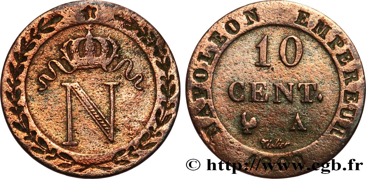 10 cent. à l N couronnée 1809 Paris F.130/10 q.BB 