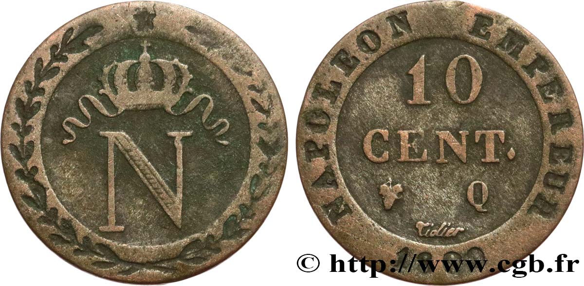 10 cent. à l N couronnée 1809 Perpignan F.130/17 TB25 