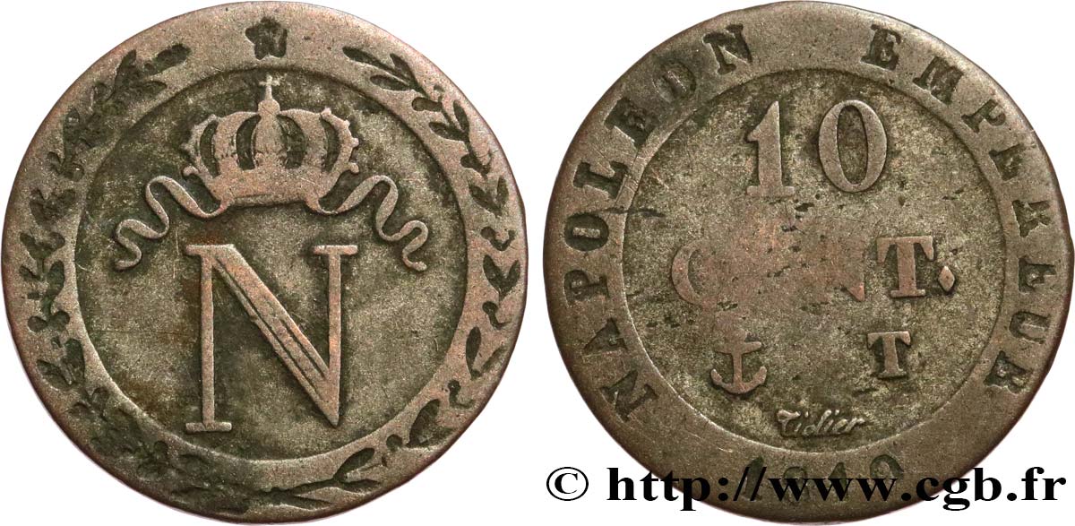 10 cent. à l N couronnée 1810 Nantes F.130/24 RC12 