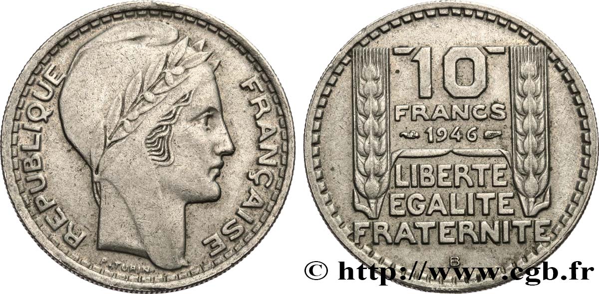 10 francs Turin, grosse tête, rameaux longs 1946 Beaumont-Le-Roger F.361/4 BB45 