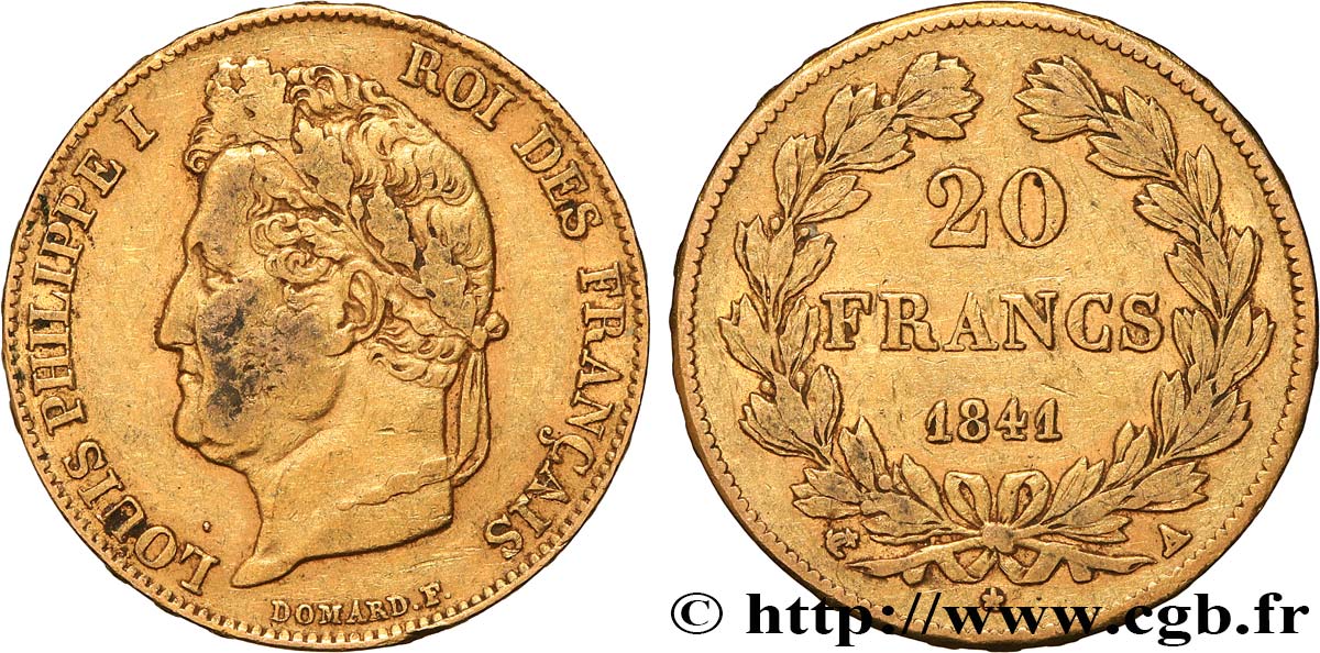 20 francs or Louis-Philippe, Domard 1841 Paris F.527/25 SS 