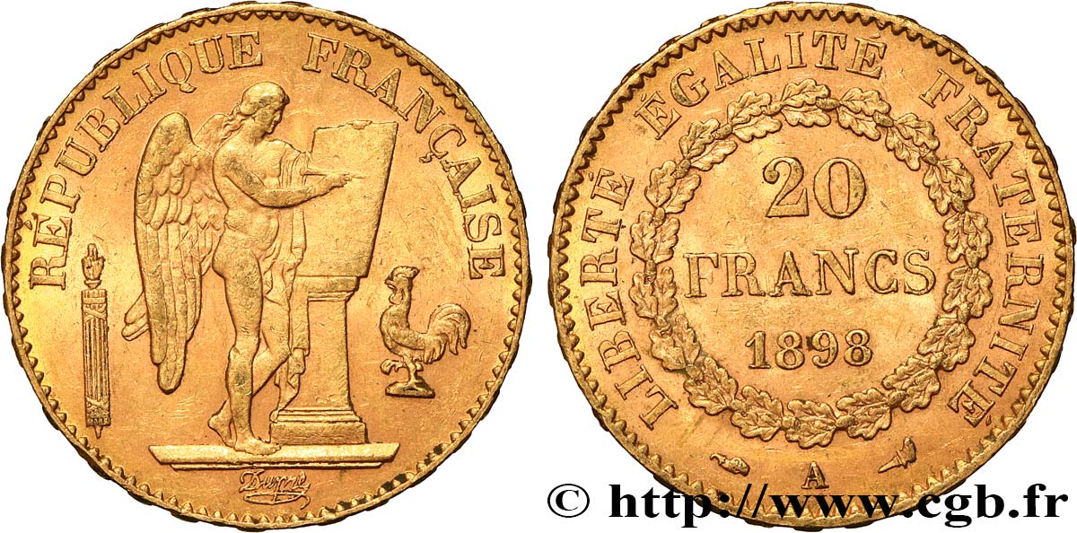 20 francs or Génie, Troisième République 1898 Paris F.533/23 q.SPL 