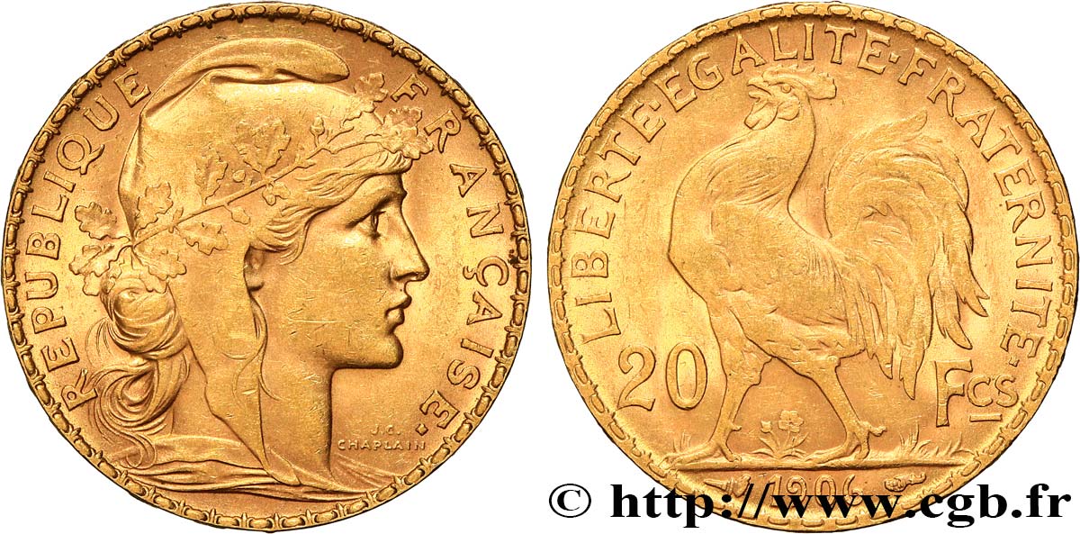 20 francs or Coq, Dieu protège la France 1906 Paris F.534/11 TTB+ 