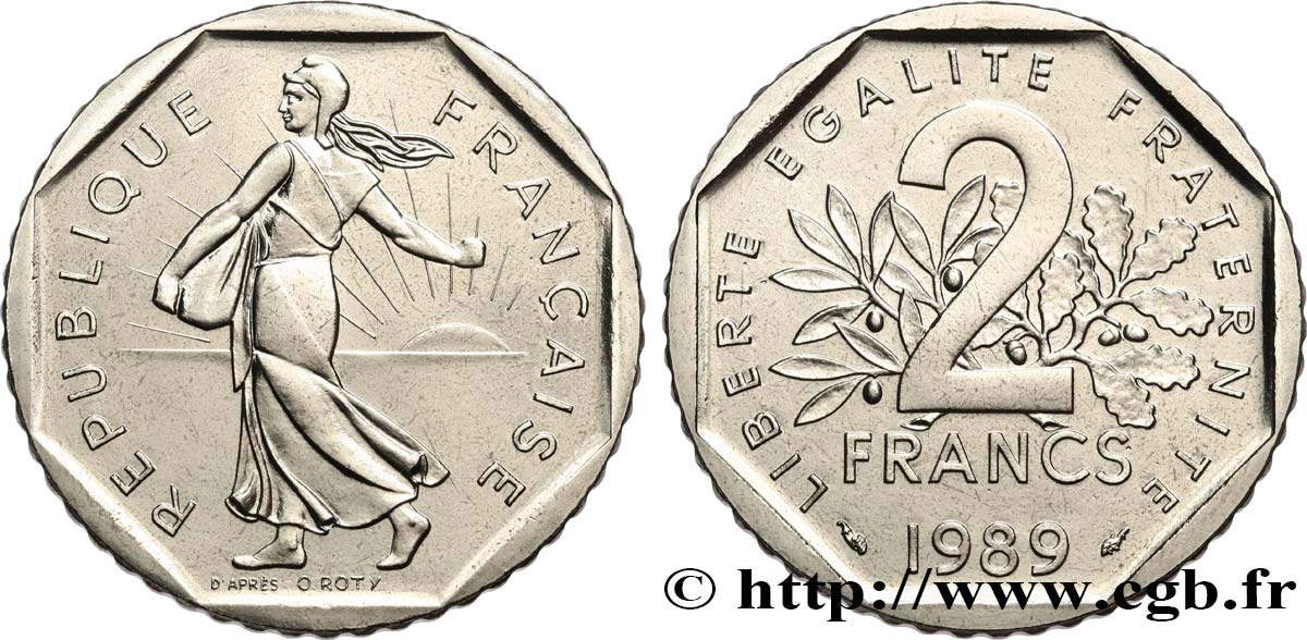 2 francs Semeuse, nickel, Brillant Universel 1989 Pessac F.272/13 FDC 