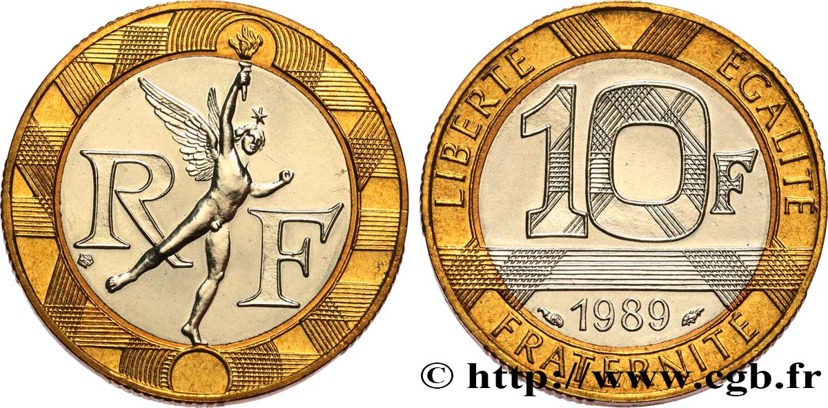 10 francs Génie de la Bastille, Brillant Universel 1989 Pessac F.375/3 ST 