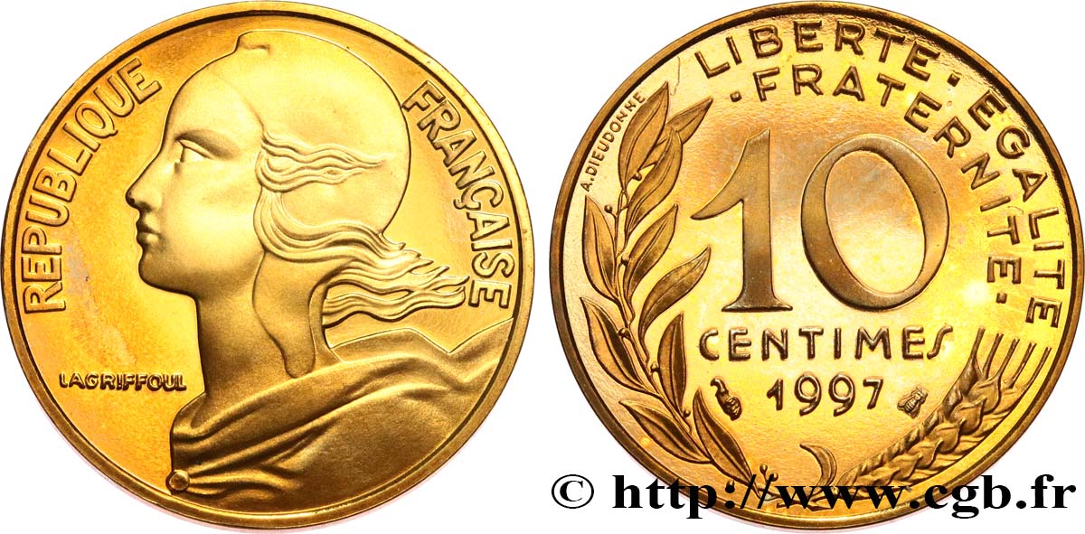 10 centimes Marianne, BE (Belle Épreuve) 1997 Pessac F.144/41 var. MS 
