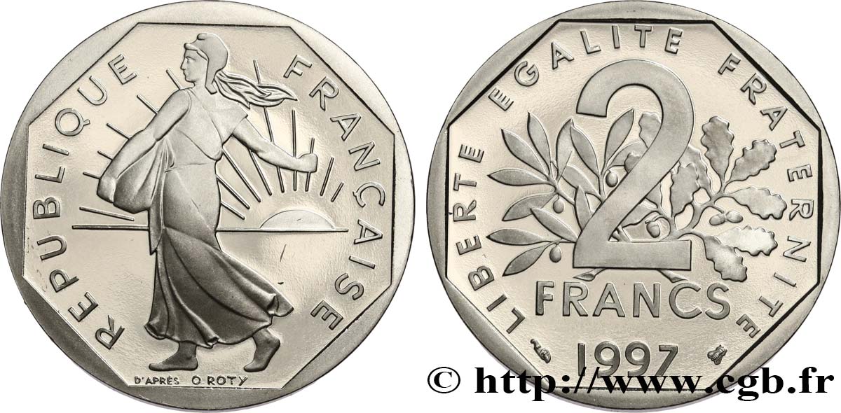 2 francs Semeuse, nickel, BE (Belle Épreuve) 1997 Pessac F.272/25 var. MS 