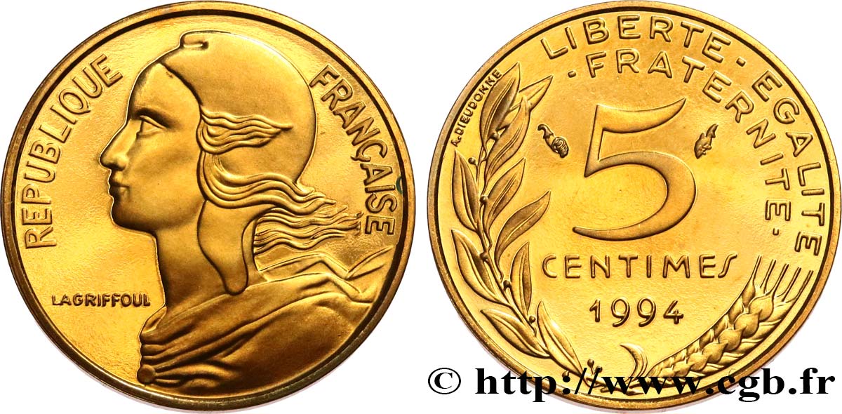 5 centimes Marianne, Belle Épreuve, 4 plis 1994 Pessac F.125/35 var. ST 