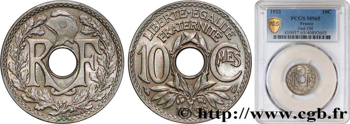 10 centimes Lindauer 1933  F.138/20 FDC65 PCGS