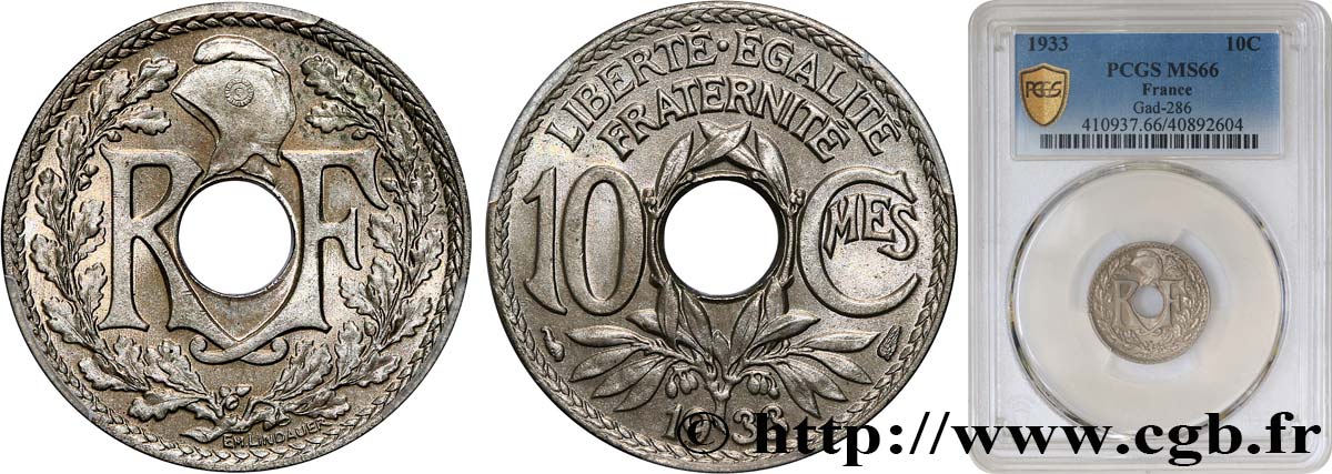 10 centimes Lindauer 1933  F.138/20 FDC66 PCGS