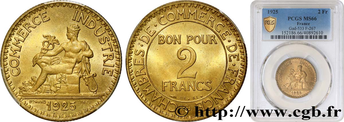 2 francs Chambres de Commerce 1925  F.267/7 FDC66 PCGS