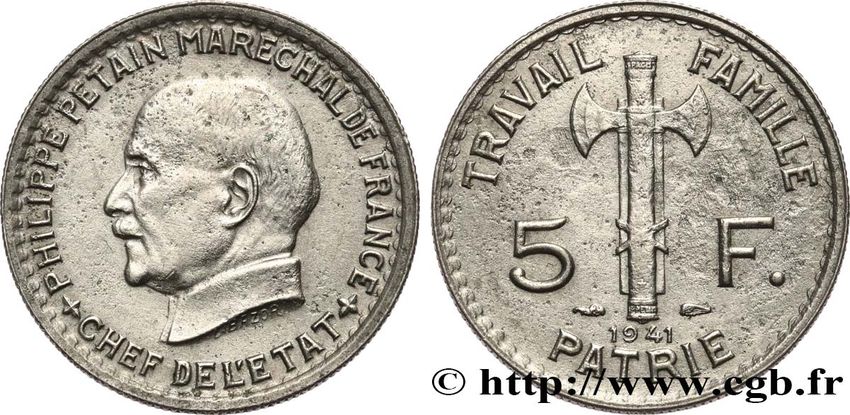 5 francs Pétain  1941  F.338/2 TTB 